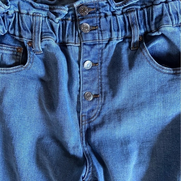 Wild Fable paper bag button fly jeans, copper rivets and silver logo buttons. - Picture 6 of 7